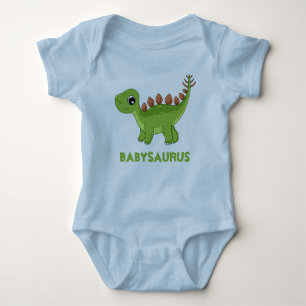 Funny Blue Dinosaur Delight Roarsome Personalised Baby Bodysuit