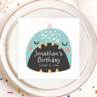 Funny blue dinosaur. Kids dino monster birthday