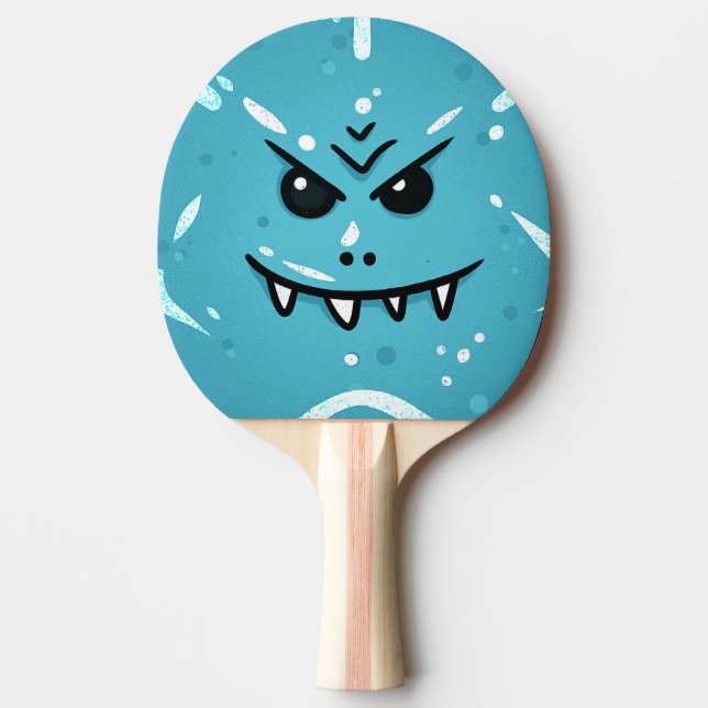 Funny Blue Face with Sneaky Smile Ping Pong Paddle (Front)