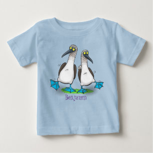Funny blue footed boobies cartoon illustration baby T-Shirt