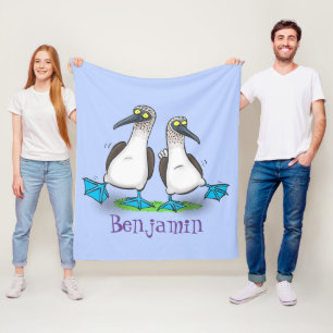 Funny blue footed boobies cartoon illustration fleece blanket