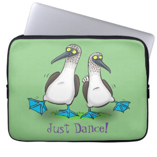 Funny blue footed boobies cartoon illustration laptop sleeve