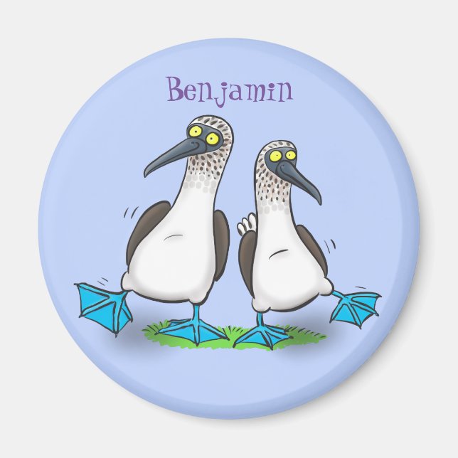 Funny blue footed boobies cartoon illustration magnet (Front)
