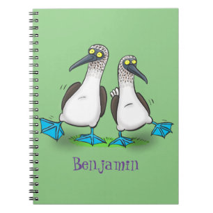 Funny blue footed boobies cartoon illustration notebook