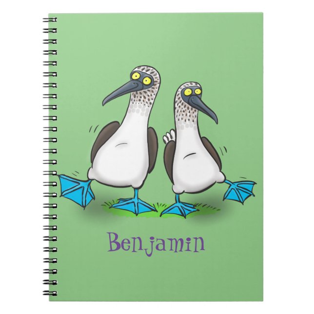 Funny blue footed boobies cartoon illustration notebook (Front)