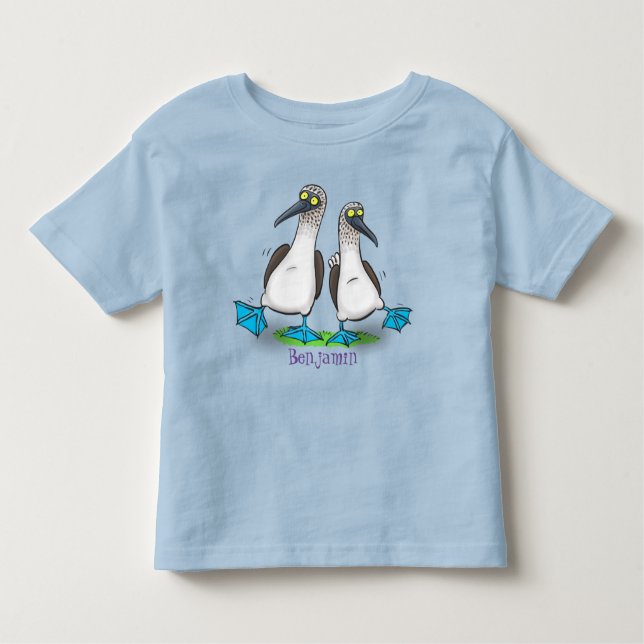 Funny blue footed boobies cartoon illustration toddler T-Shirt (Front)
