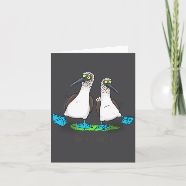 Funny Blue Footed Ies Cartoon Illustration  Card (Front)