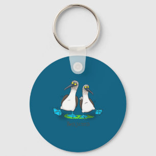 Funny Blue Footed Ies Cartoon Illustration Key Ring