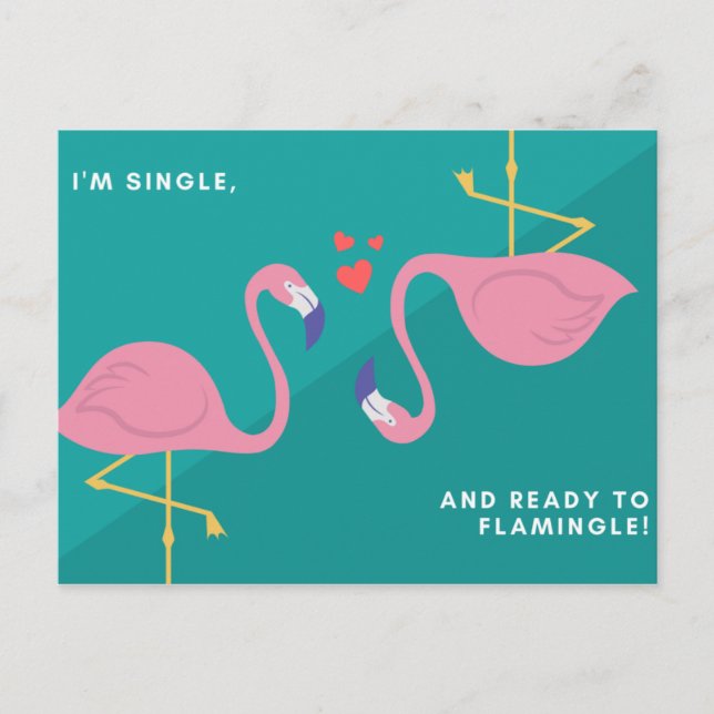 Funny Blue Green Flamingo Postcard (Front)