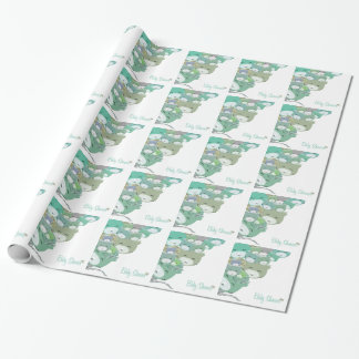 Funny blue infantile kittens, baby to shower wrapping paper