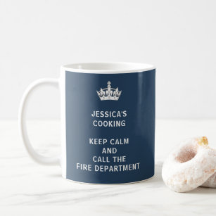 Funny Blue Keep Calm  Personalised Cooking  Coffee Mug
