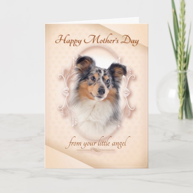 Funny Blue Merle Sheltie Mother's Day Card (Front)