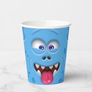 Funny Blue Monster Face Party Paper Cups