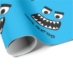 Funny blue monster kid's Birthday wrapping paper<br><div class="desc">Funny blue monster cartoon Birthday wrapping paper for kids. Cute gift wrap rolls personalised with child's name. Cartoon animal gift wrap design for little boys and girl. Make one for son, grandson, daughter, new baby, grandchild etc. Holiday illustration for children. Fun animal with big eyes and sharp teeth mouth. Custom...</div>