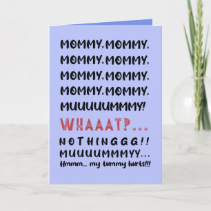 Funny Blue Mummy Modern Typography Mother's Day Holiday Card