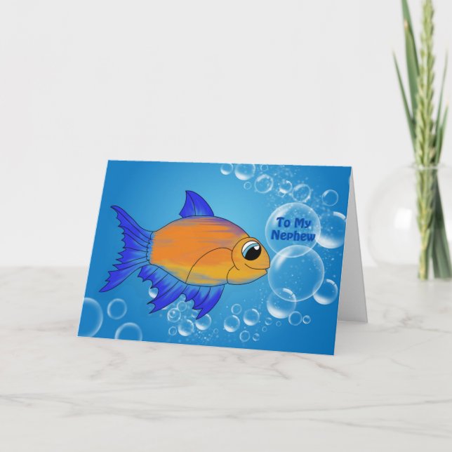 Funny Blue Nephew 1st Birthday Card (Front)