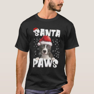Funny BLUE Nose Pitbull Christmas Lights Tree Dog  T-Shirt