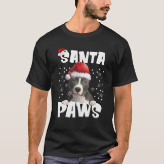 Funny BLUE Nose Pitbull Christmas Lights Tree Dog T-Shirt