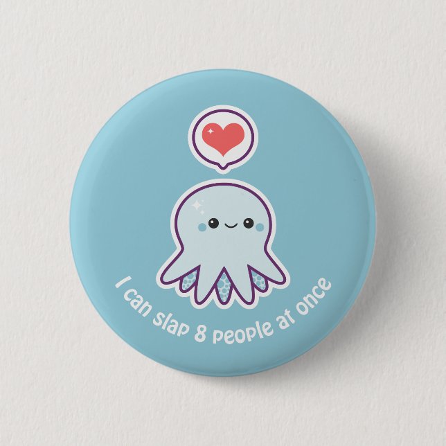 Funny Blue Octopus 6 Cm Round Badge (Front)