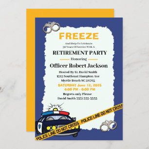 Funny Blue Police Officer Retirement Party Invitation