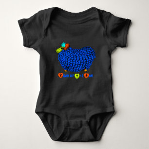 Funny Blue Ram Chinese New Year Zodiac Baby B Baby Bodysuit