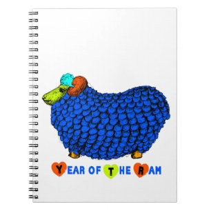 Funny Blue Ram Chinese Year Zodiac Notebook