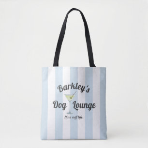 Funny Blue Stripes Personalised Dog Lounge Tote Bag