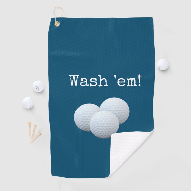 Funny Blue Wash Your Golf Balls Towel (InSitu)