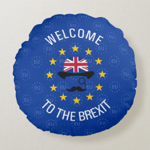 Funny Blue Yellow European Union Brexit Pun Round Cushion
