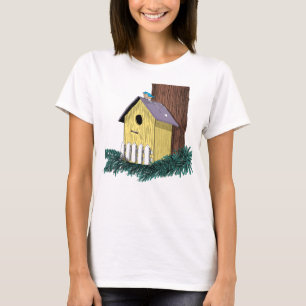 Funny Bluebird on Birdhouse T-Shirt