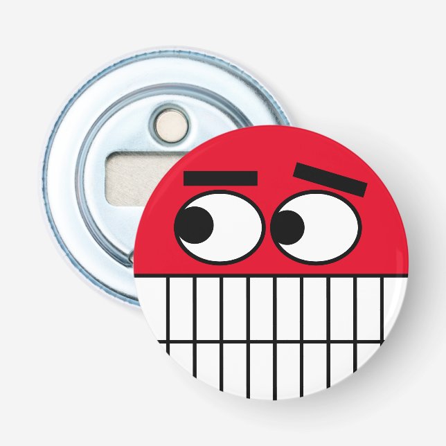 Funny blushing red face magnetic bottle opener (Front)
