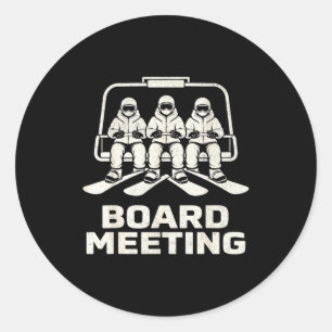 Funny Board Meeting Snowboarding Ski Lift Winter H Classic Round Sticker
