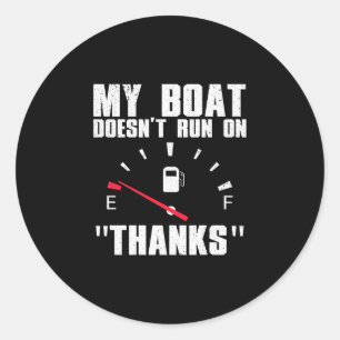 Funny boat art for men women boating watercraft classic round sticker
