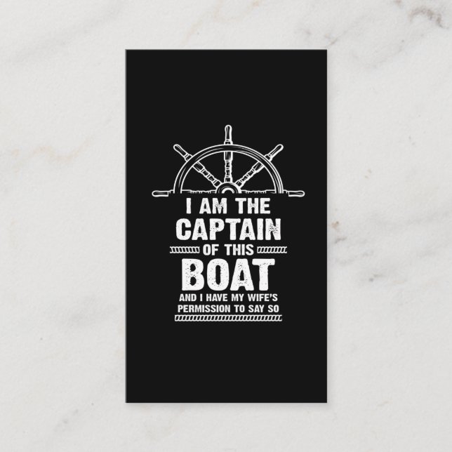 Funny Boat Captain Husband Wife Permission Humour Business Card (Front)