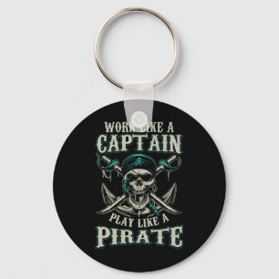Funny Boat Captain Shirt Men Boating Pirate Shirt Key Ring
