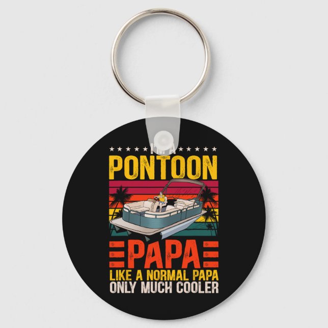 Funny Boat Pontoon Papa Like A Normal Dad Boating  Key Ring (Front)