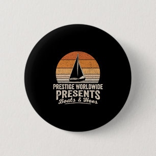 Funny boating sailboat retro sunset graphic 6 cm round badge