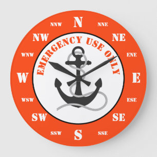 Funny boats life ring buoy large clock