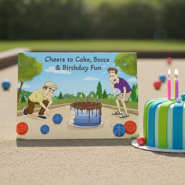Funny Bocce Ball Birthday Cake Competition Card (Creator Uploaded)