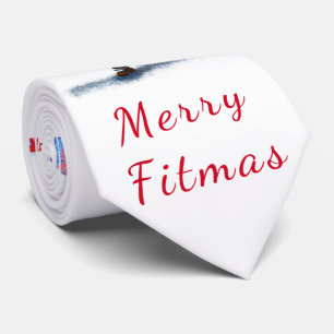 Funny Bodybuilder Santa Claus with Christmas Gifts Tie