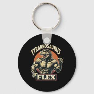 Funny Bodybuilder Tyrannosaurus Flex Gym T-rex Din Key Ring