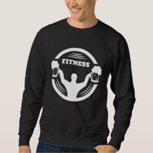 Funny bodybuilder with beer in the hand weightlift sweatshirt