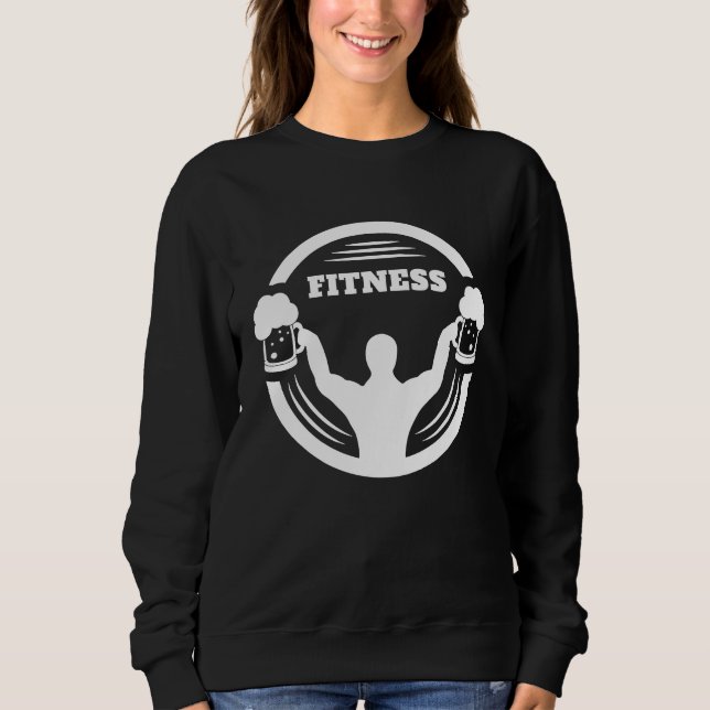 Funny bodybuilder with beer in the hand weightlift sweatshirt (Front)