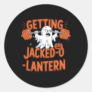 Funny Bodybuilding Ghost Gym Halloween Weightlifti Classic Round Sticker