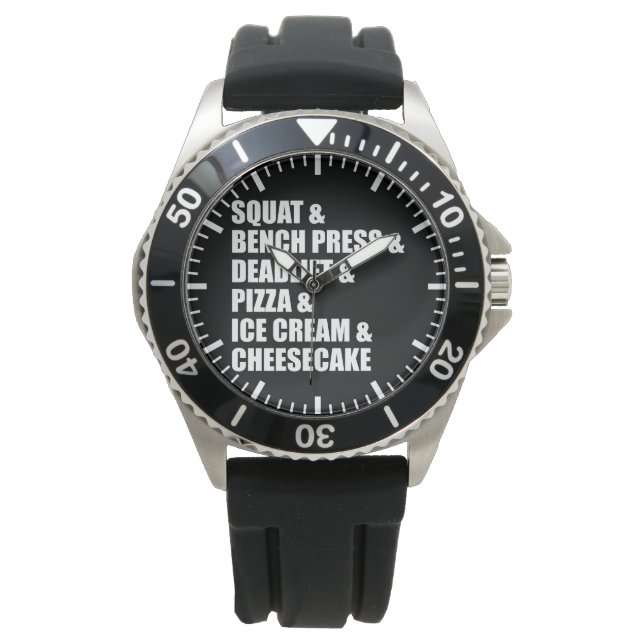 Funny Bodybuilding Gym Pizza Ice Cream Cheese Cake Watch (Front)