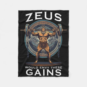 Funny Bodybuilding Muscle Gain Humour Greek God Ze Fleece Blanket