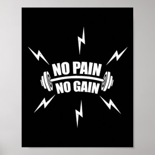 Funny Bodybuilding no Pain No Gain' With Dumbbell Poster