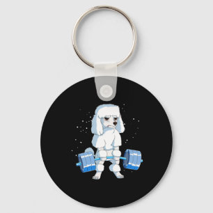 Funny Bodybuilding Poodle Dog Weightlifting Men Wo Key Ring