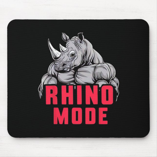 Funny Bodybuilding Rhino Mode Workout Fitness Gym  Mouse Pad (Front)