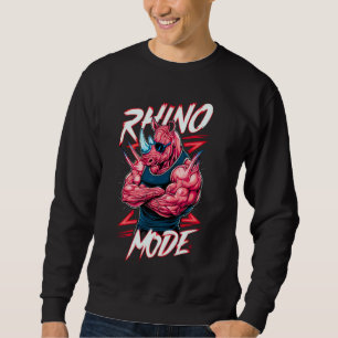 Funny Bodybuilding Rhino Mode Workout Fitness Gym Sweatshirt